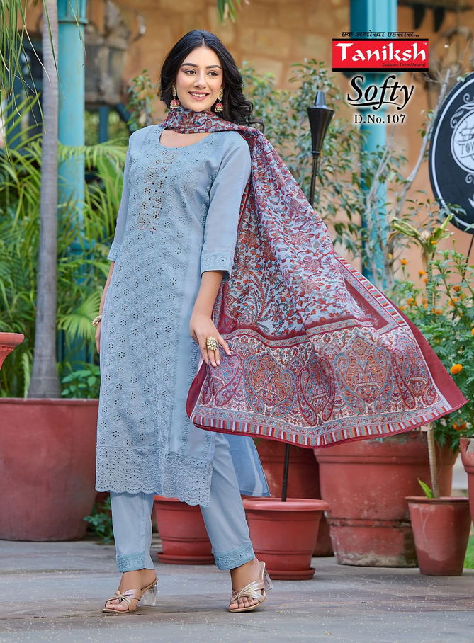 Softy Vol 1 By Taniksh Muslin Designer Kurti With Bottom Dupatta Wholesale Market In Surat
